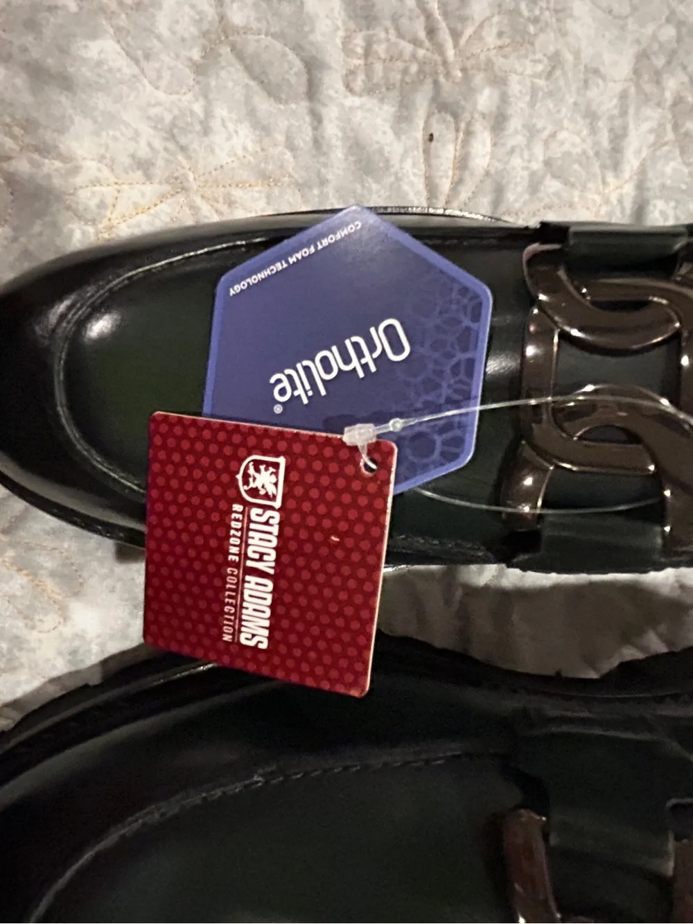 Stacy Adams Hale Green Leather Chain Loafers Ortholite Lug Sole M 8.5 W 10 NWT